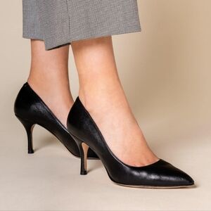Ally Comfortable Classic Black Leather Pump Heels Size 39 Wide